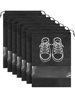Arabest 15 Pcs Shoe Bags for Travel, Portable Shoe Bags with Clear Window,  Drawstring Dustproof Travel Shoe Storage Bag for Men & Women,Black (Small+Medium+Large)  - Image 1