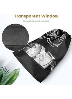Arabest 15 Pcs Shoe Bags for Travel, Portable Shoe Bags with Clear Window,  Drawstring Dustproof Travel Shoe Storage Bag for Men & Women,Black (Small+Medium+Large)  - Image 2