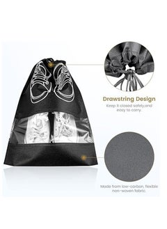 Arabest 15 Pcs Shoe Bags for Travel, Portable Shoe Bags with Clear Window,  Drawstring Dustproof Travel Shoe Storage Bag for Men & Women,Black (Small+Medium+Large)  - Image 3