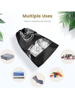 Arabest 15 Pcs Shoe Bags for Travel, Portable Shoe Bags with Clear Window,  Drawstring Dustproof Travel Shoe Storage Bag for Men & Women,Black (Small+Medium+Large)  - Image 4