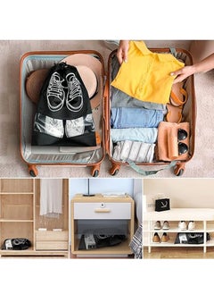 Arabest 15 Pcs Shoe Bags for Travel, Portable Shoe Bags with Clear Window,  Drawstring Dustproof Travel Shoe Storage Bag for Men & Women,Black (Small+Medium+Large)  - Image 5