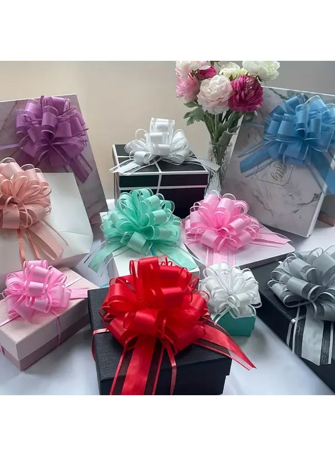 5 Pcs Large 6 Inch Gray Organza Pull Bows for Wedding Christmas Halloween Valentine Birthday Party Decorations Gift Wrapping Floral Arrangements Bouquets Boxes Crafts - Image 4