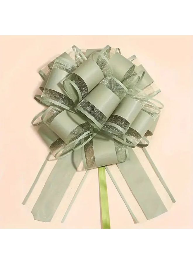 5 Pcs Large 6 Inch Gray Organza Pull Bows for Wedding Christmas Halloween Valentine Birthday Party Decorations Gift Wrapping Floral Arrangements Bouquets Boxes Crafts - Image 2