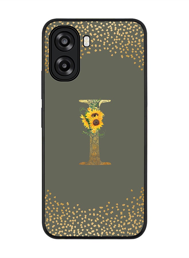 Stylizedd For Oppo A6x 5G / A6x 4G Case,Slim fit Camera Protection, Shockproof Thin Phone cover  - Custom Floral Monogram - I  (Olive Green ) - Image 1