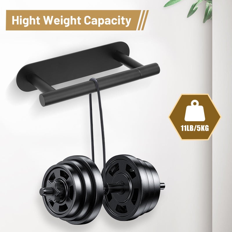 soaez Self Adhesive Matte Black Toilet Paper Holder, SUS304 Stainless Steel Toilet Roll Holder, Double Base Paper Towel Holder Wall Mount No Drilling for Bathroom, Kitchen, Washroom - Image 3