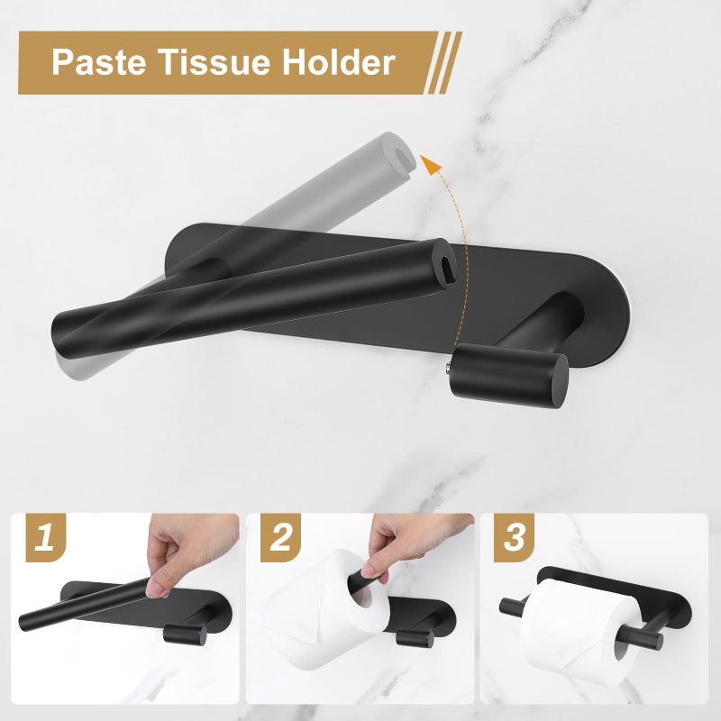 soaez Self Adhesive Matte Black Toilet Paper Holder, SUS304 Stainless Steel Toilet Roll Holder, Double Base Paper Towel Holder Wall Mount No Drilling for Bathroom, Kitchen, Washroom - Image 5