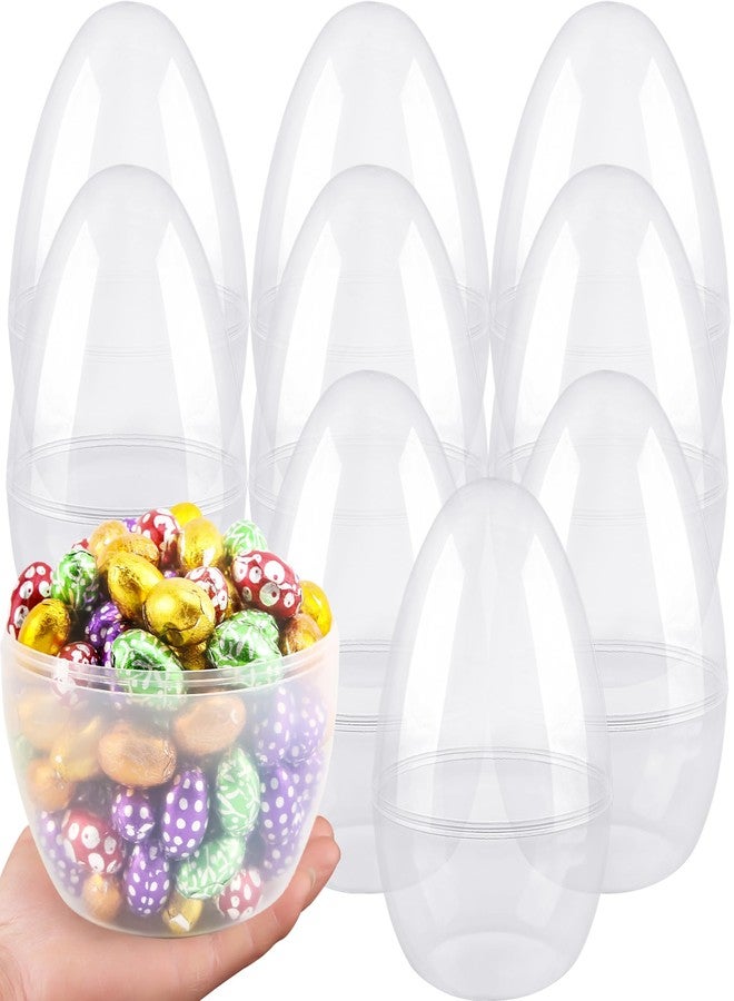 Restroma 9 Pack 10 Inch Jumbo Clear Easter Eggs Large Fillable Easter Eggs Blank Transparent Plastic Eggs for Easter Party Favor - Image 1
