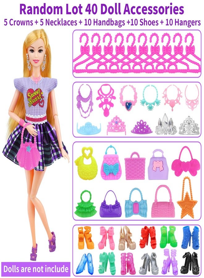 Ecore Fun 86 Pcs Doll Accessories with Closet Wardrobe for 11.5 Inch Dolls Dress Up Set Including Wardrobe Handbags Dress Shoes Hangers Necklace Pet and Other Accessories (No Doll)… - Image 5