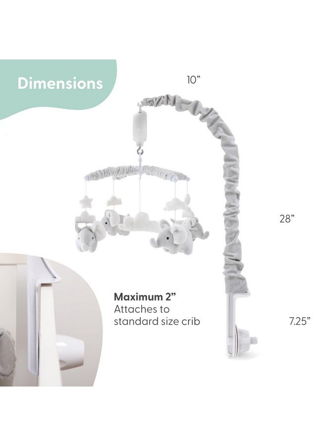 The Peanut Shell The Peanutshell Crib Mobile for Girls or Boys - Soft Grey Musical Baby Crib Mobile with 12 Lullabies, Cute Elephant Baby Grey Elephant Nursery Decor - Image 4