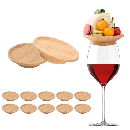 FZMEHL 10 Pcs Wine Glass Charcuterie Topper, 4" Mini Charcuterie Boards, Wine Appetizer Plates for Family Gatherings, Restaurants, Bars - Image 1