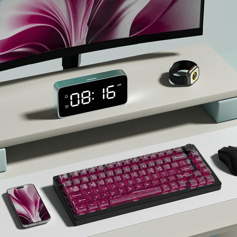 dagaladoo Fuchsia Clear keycaps for Mechanical Keyboard,Transparent MDA keycaps 60 75 100 Percent,Ceramic Jelly Key caps Set,Shine Through Key caps for Mx Switches Mechanical Keyboard(115key) - Image 5