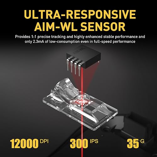 DAREU A950 Wireless Gaming Mouse with RGB Charging Dock,88g Lightweight Programmable Tri-Mode Wireless Mouse Gaming, Up to 12K DPI,1000Hz,120Hrs Playtime with RGB Backlit, Great for PC, Mac - Image 4