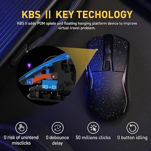 DAREU A950 Wireless Gaming Mouse with RGB Charging Dock,88g Lightweight Programmable Tri-Mode Wireless Mouse Gaming, Up to 12K DPI,1000Hz,120Hrs Playtime with RGB Backlit, Great for PC, Mac - Image 5
