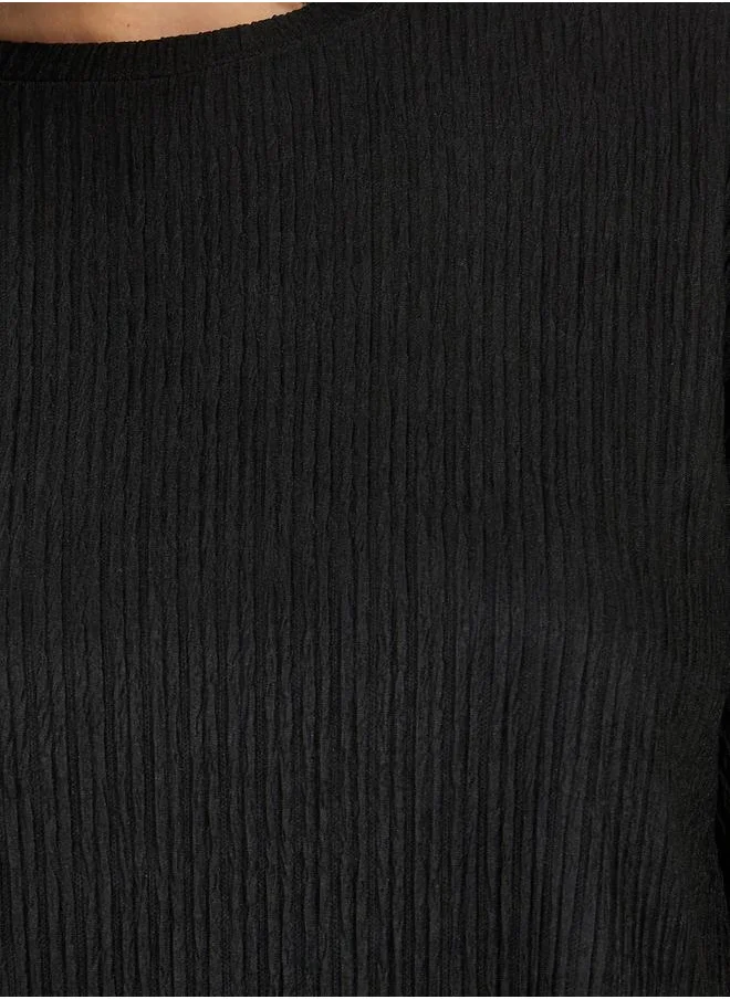 Styli Textured Boxy T-Shirt & Wide Leg Pants Co-Ords