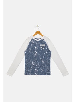 PUMA Kids Boy Sportswear Fit Splatter Paint T-shirt, White/Grey  - Image 1