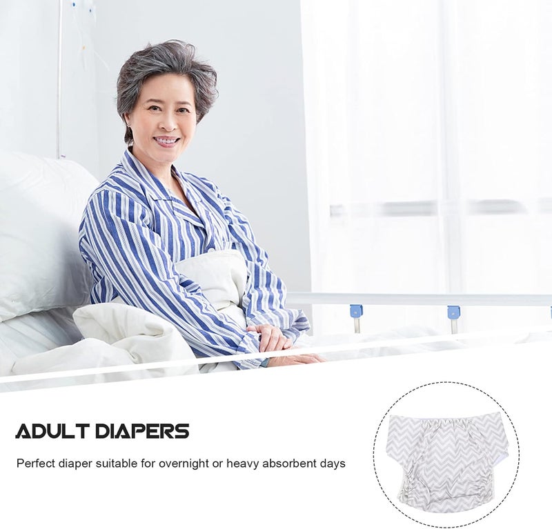 cheekyglo Adult Diaper Washable Cloth Diaper Incontinence Diaper Washable Briefs Anti Leak Reusable Diaper for Women Men Grey - Image 3