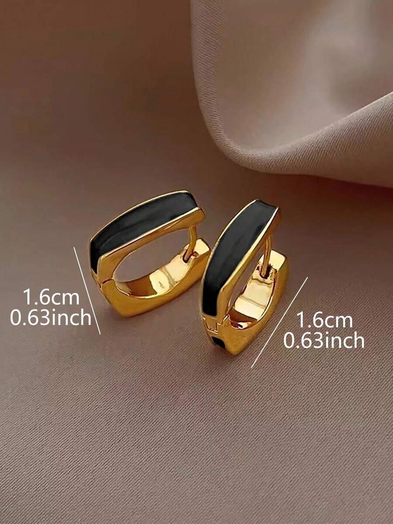 Shein Minimalist Geometric Copper Hoop Earrings for Women - Daily & Party  Wear - Image 4