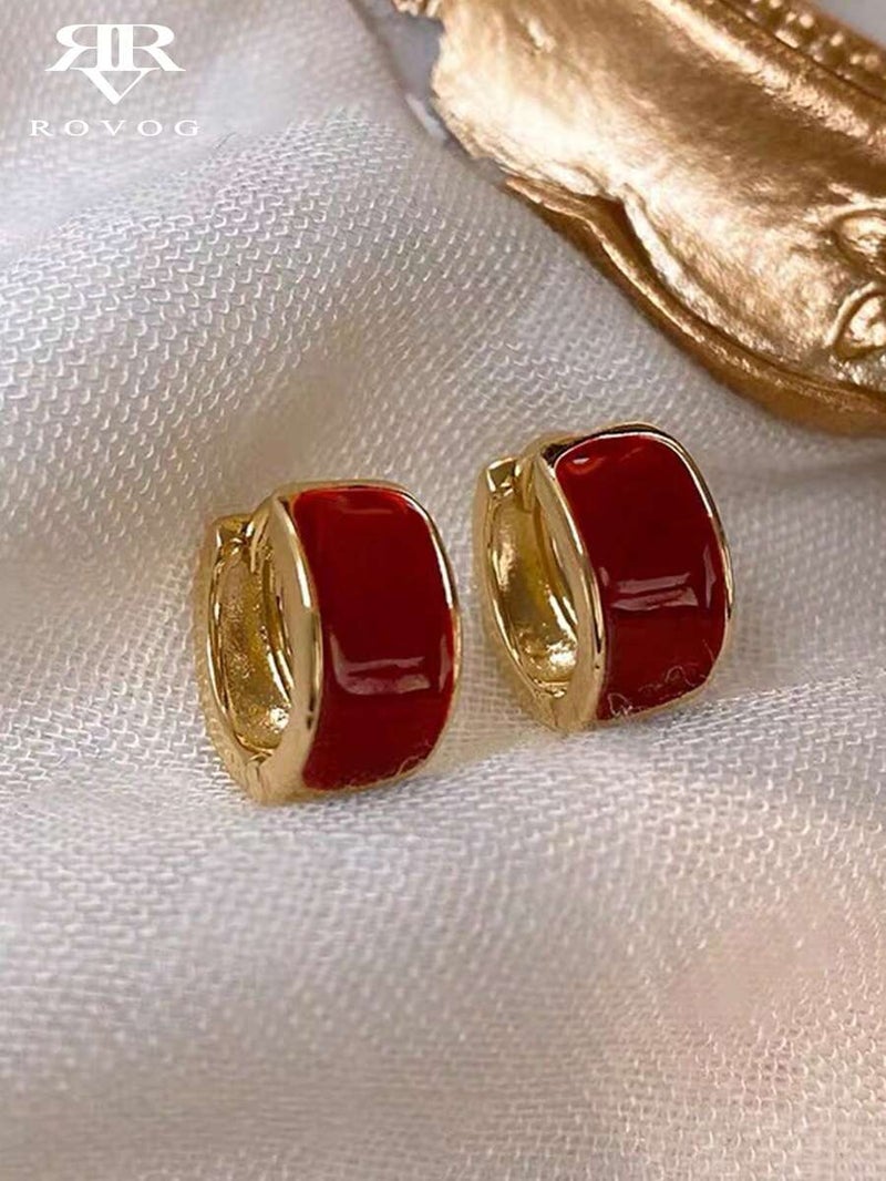 Shein Minimalist Geometric Copper Hoop Earrings for Women - Daily & Party  Wear - Image 1