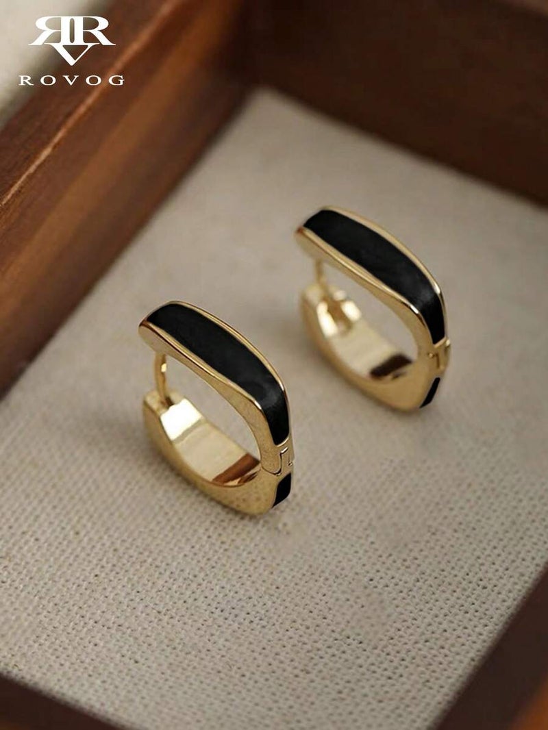 Shein Minimalist Geometric Copper Hoop Earrings for Women - Daily & Party  Wear - Image 2