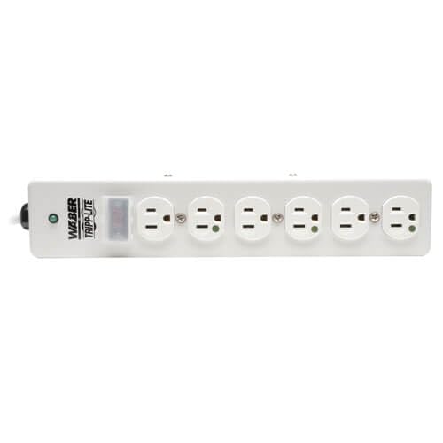 TRIPP LITE SPS606HGRA Surge Protector Strip Medical RT Angle Plug 6 Outlet 6-Feet Cord Light Gray - Image 2