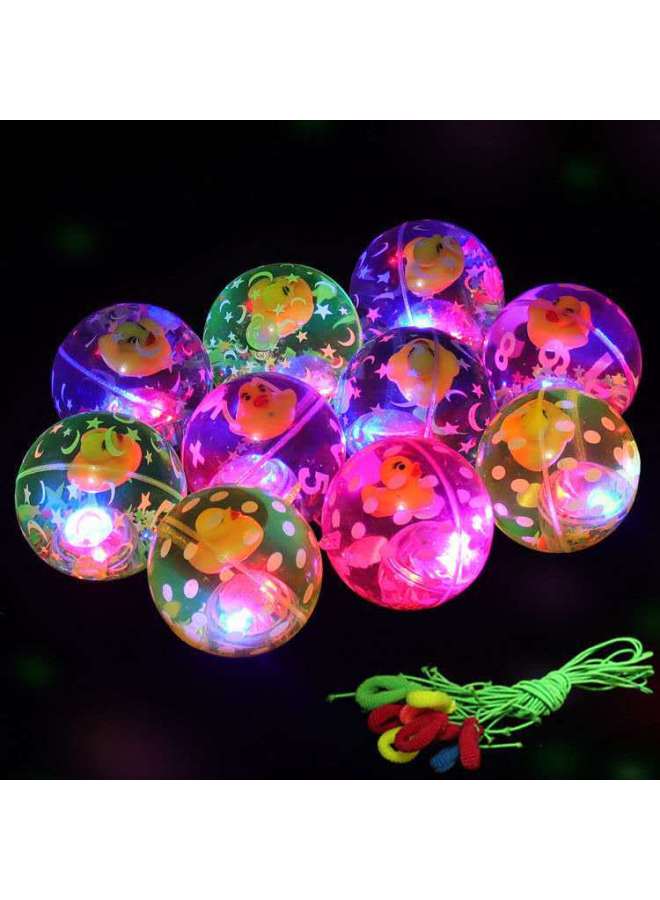 Super-cool Ribbon Bouncing Ball Gold Wire Jumping Ball Flash Crystal Ball Luminous Stall Toys Luminous Toys-Color:6.5CM Three-dimensional Animal With Rope