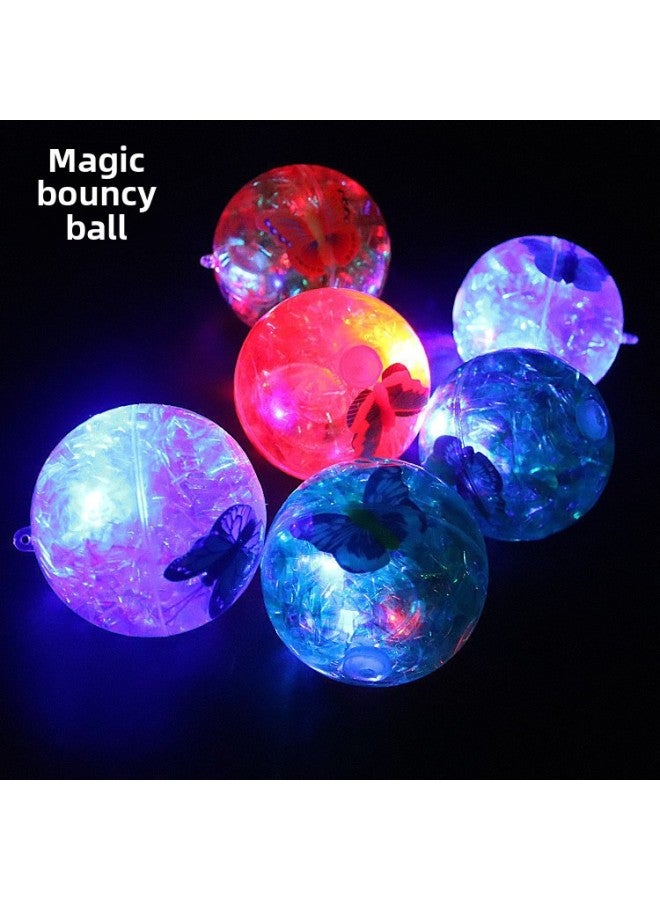 Super-cool Ribbon Bouncing Ball Gold Wire Jumping Ball Flash Crystal Ball Luminous Stall Toys Luminous Toys-Color:6.5CM Three-dimensional Animal With Rope