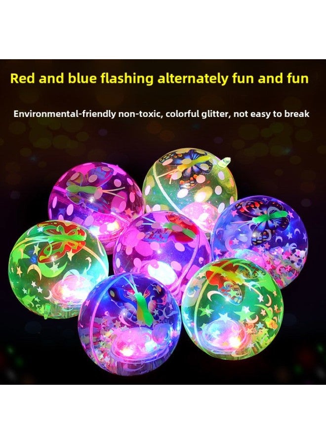 Super-cool Ribbon Bouncing Ball Gold Wire Jumping Ball Flash Crystal Ball Luminous Stall Toys Luminous Toys-Color:6.5CM Three-dimensional Animal With Rope