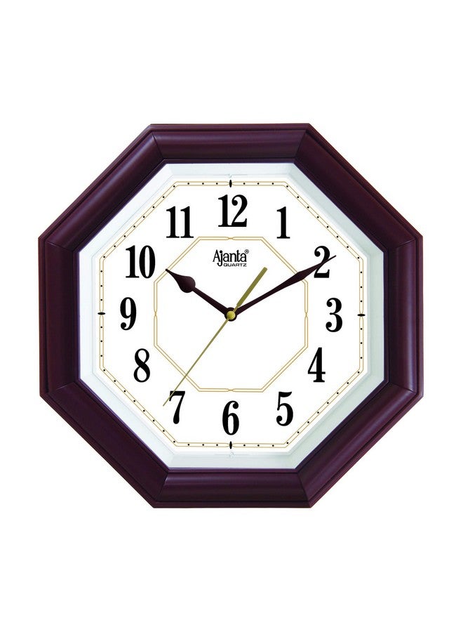 Ajanta Quartz Step Movement 10 Inches Wall Clock for Home(Fancy, Plastic, Brown)