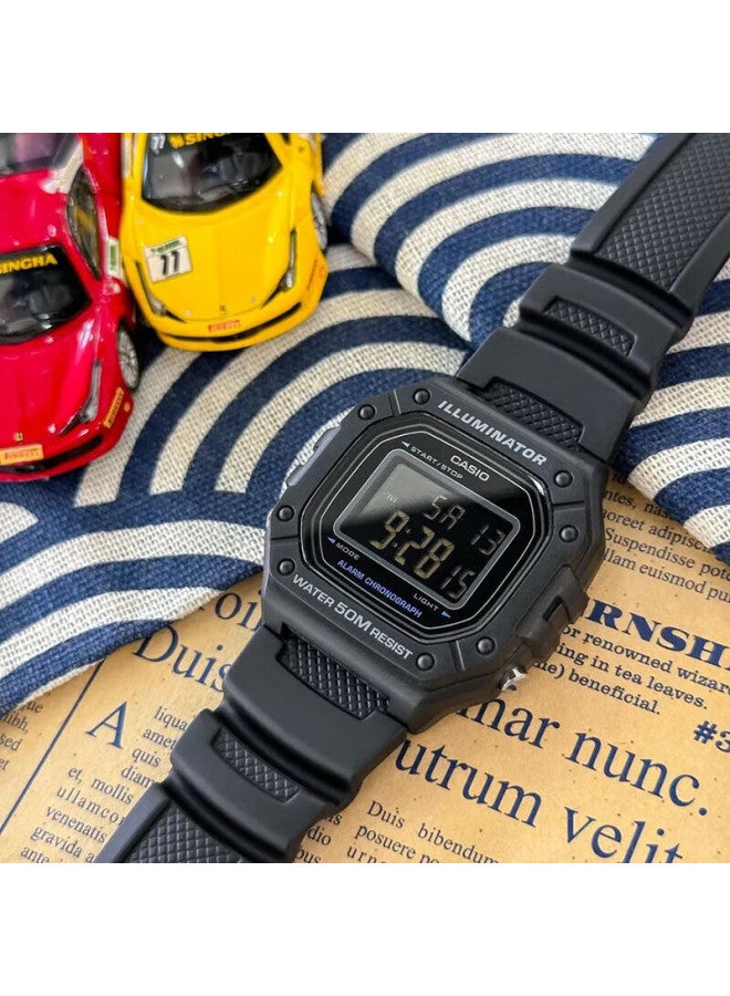 CASIO Men'S Retro Square Sports Waterproof Student Men And Women F91W Series Watch W-218H-1B - Image 5