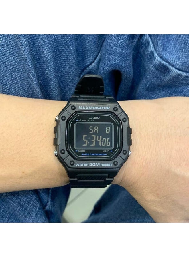 CASIO Men'S Retro Square Sports Waterproof Student Men And Women F91W Series Watch W-218H-1B - Image 4