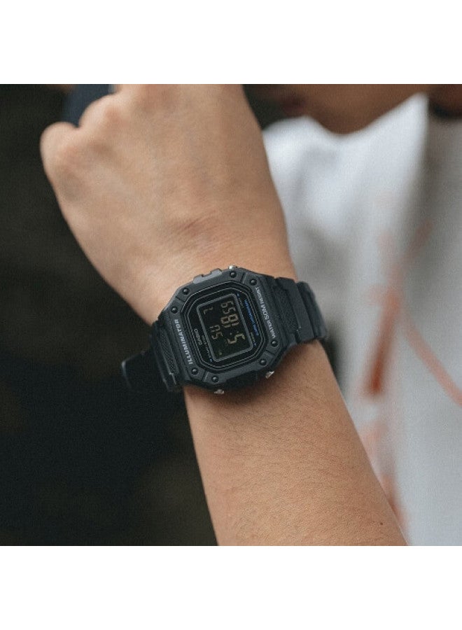 CASIO Men'S Retro Square Sports Waterproof Student Men And Women F91W Series Watch W-218H-1B - Image 3