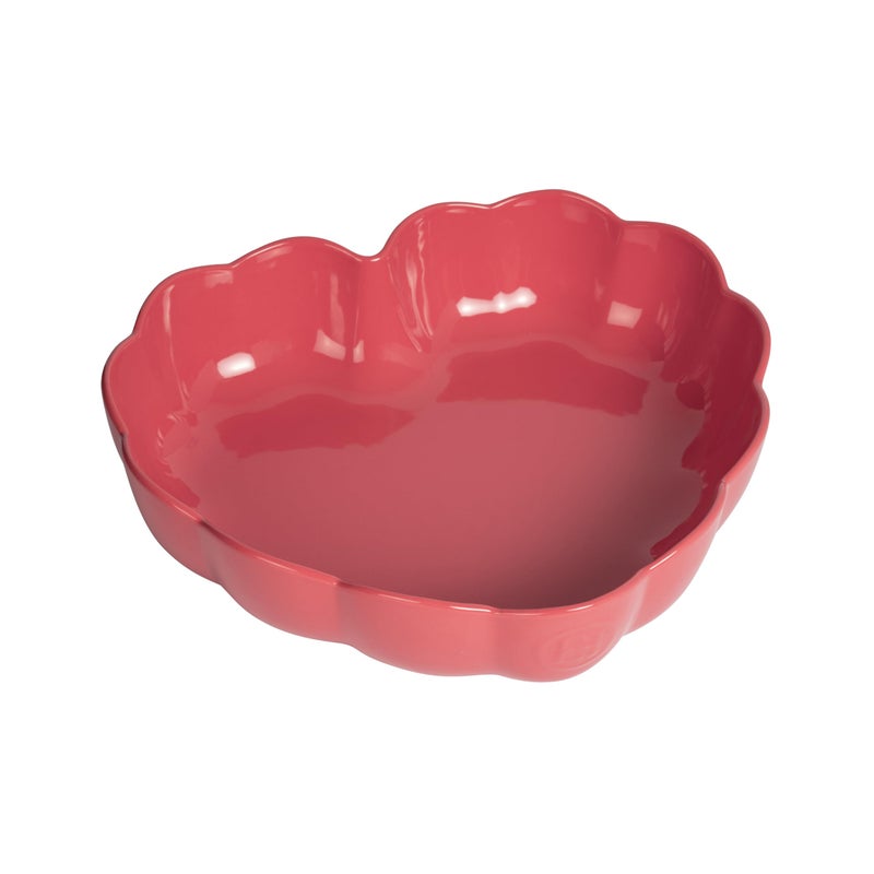 Emile Henry Madeleine Heart Shaped Cake Dish Rose Candy