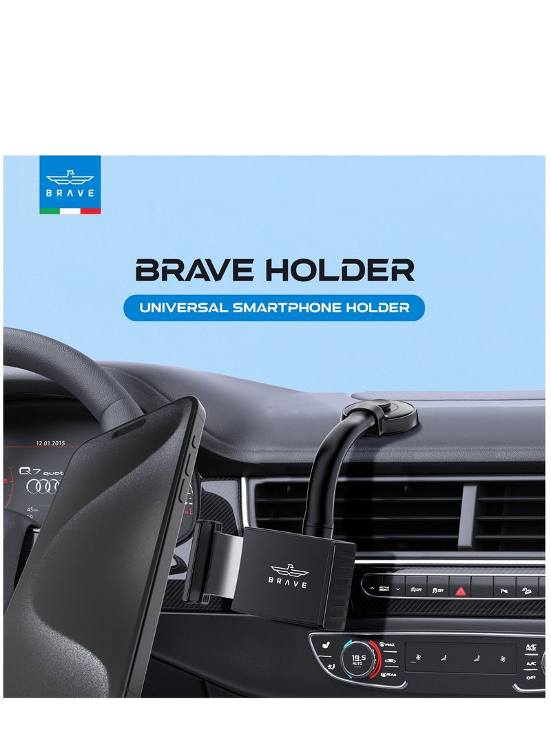 Brave Universal 360° Rotating Car Phone Holder – Adjustable Dashboard Mount, Hands-Free Mobile Stand, Anti-Slip Strong Fixation, Easy to Install, Compatible with All Smartphones including iPhone Air, iPhone 17/16/15/14/13/12 Series, Samsung Galaxy S25/S24/S23/S22 Ultra, Huawei, Xiaomi, Oppo, Vivo, and All Android Devices – Black - Image 1