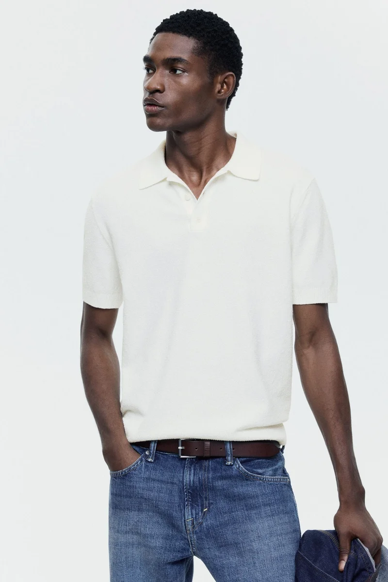 اتش اند ام تي-شيرت بولو محبوك بقصة عادي