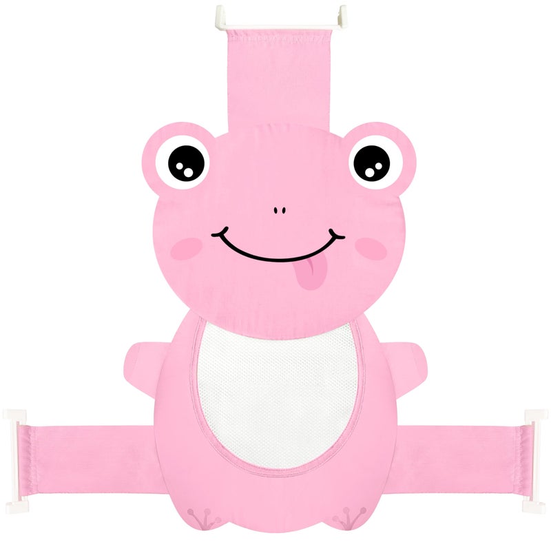 AIR&TREE Baby Bath Seat Support Net, Quick Drying, Adjustable, Comfortable, Non-Slip, Infant Bathtub Sling Shower Mesh for a Tub, Soft Newborn Bath Mat (Deep Pink Frog) - Image 1