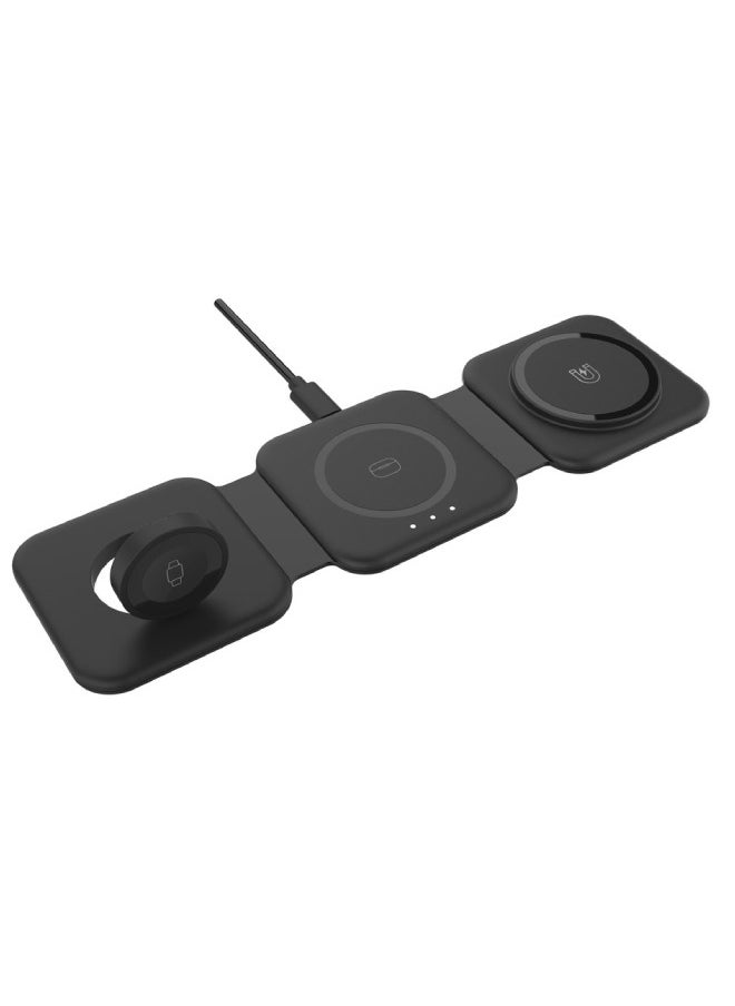 iOsuite Wireless Charger 3 in 1, Magnetic Foldable Wireless Charging Station for iPhone, AirPods, iWatch Series and Samsung Phones(Black)  - Image 2