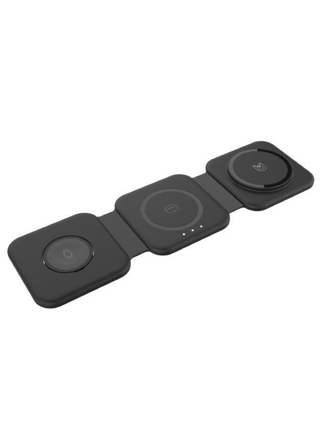 iOsuite Wireless Charger 3 in 1, Magnetic Foldable Wireless Charging Station for iPhone, AirPods, iWatch Series and Samsung Phones(Black)  - Image 3