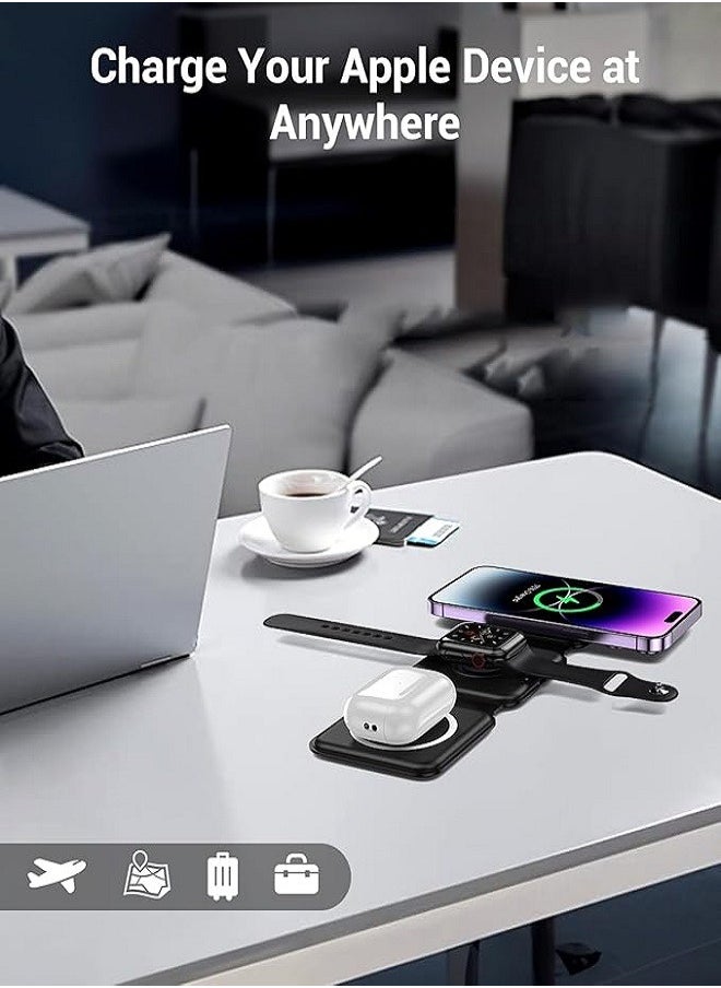 iOsuite Wireless Charger 3 in 1, Magnetic Foldable Wireless Charging Station for iPhone, AirPods, iWatch Series and Samsung Phones(Black)  - Image 4
