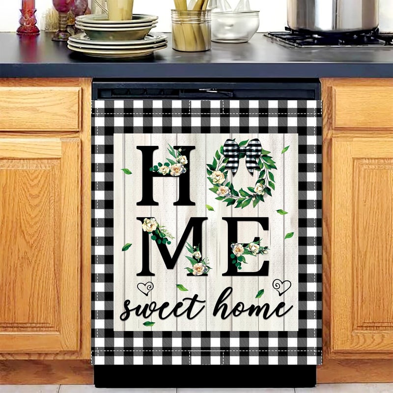 KAPLIPE Sweet Home Dishwasher Magnet Cover, Spring Eucalyptus Leaves Dishwasher Magnetic Cover for Kitchen Decoration Farmhouse Dish Washer Covers Refrigerator Sticker Fridge Panel Decal 23x26In - Image 2