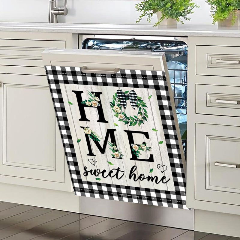 KAPLIPE Sweet Home Dishwasher Magnet Cover, Spring Eucalyptus Leaves Dishwasher Magnetic Cover for Kitchen Decoration Farmhouse Dish Washer Covers Refrigerator Sticker Fridge Panel Decal 23x26In - Image 1