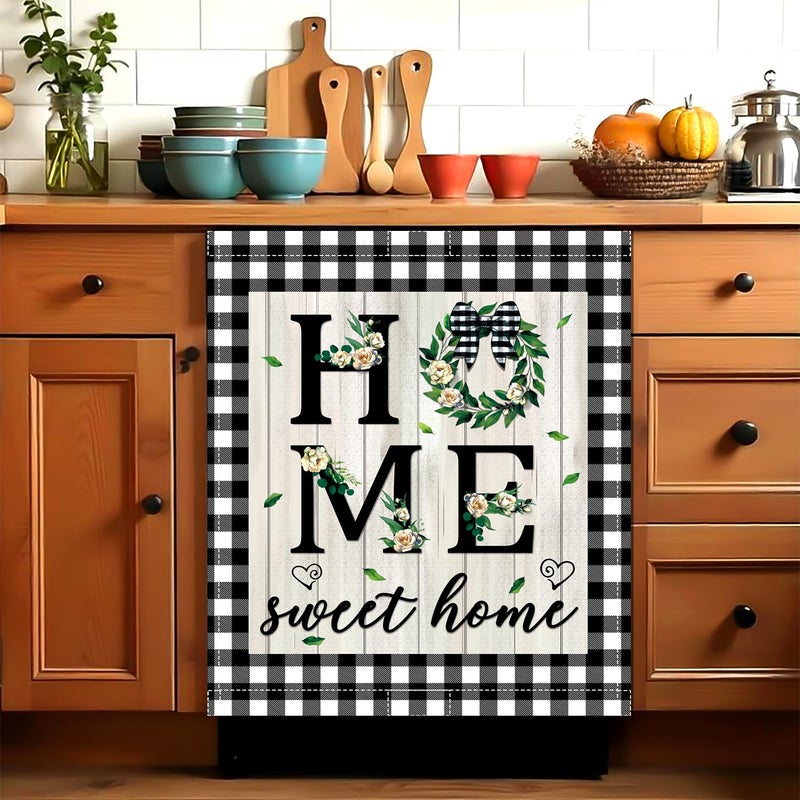 KAPLIPE Sweet Home Dishwasher Magnet Cover, Spring Eucalyptus Leaves Dishwasher Magnetic Cover for Kitchen Decoration Farmhouse Dish Washer Covers Refrigerator Sticker Fridge Panel Decal 23x26In - Image 3