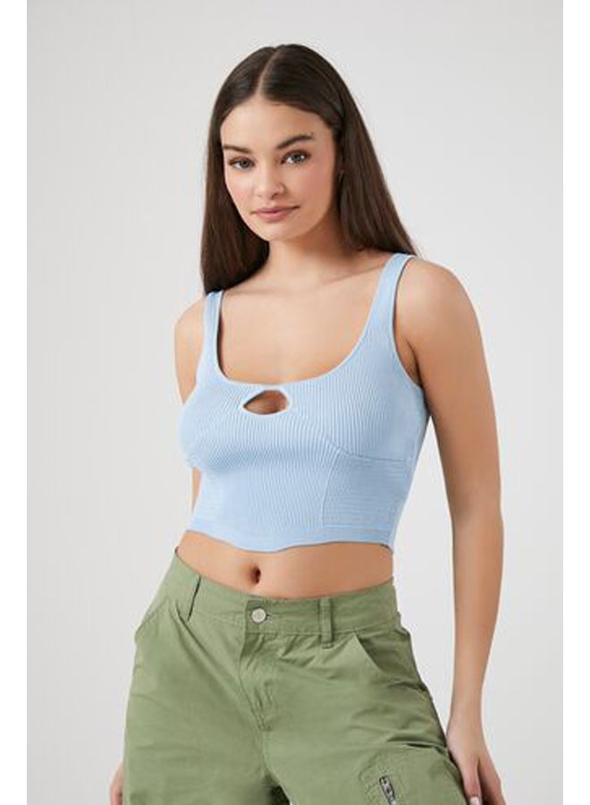 FOREVER 21 Sweater-Knit Cutout Cropped Tank Top - Image 1