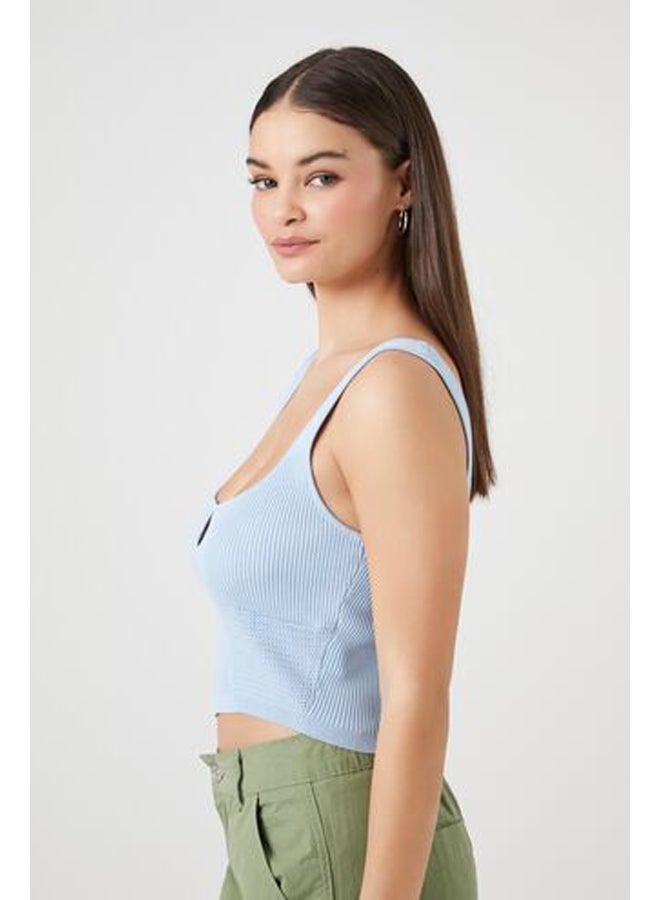 FOREVER 21 Sweater-Knit Cutout Cropped Tank Top - Image 2