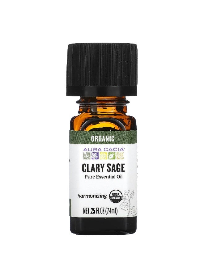 Aura Cacia Aura Cacia, Pure Essential Oil, Organic Clary Sage, 0.25 fl oz (7.4 ml)  - Image 1