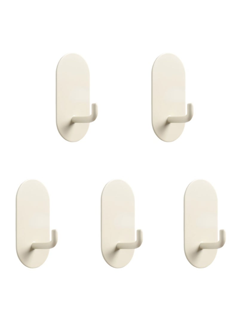 5-Piece Wall Hooks, Heavy Duty Self Adhesive Hooks, Wall Hanger Hooks White, Without Nails Drill Free Strong Sticky Hook, for Bathroom, Kitchen, Hanging, Coat Robe, Towel, Key  - Image 1