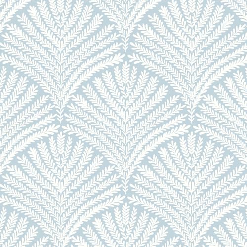 Ismoon Modern Peel and Stick Wallpaper Removable Geometric Wallpaper Boho Blue Contact Paper Leaf SelfAdhesive Decorative Wallpaper for Bedroom Bathroom Cabinets Decor Vinyl 161inx787in - Image 1