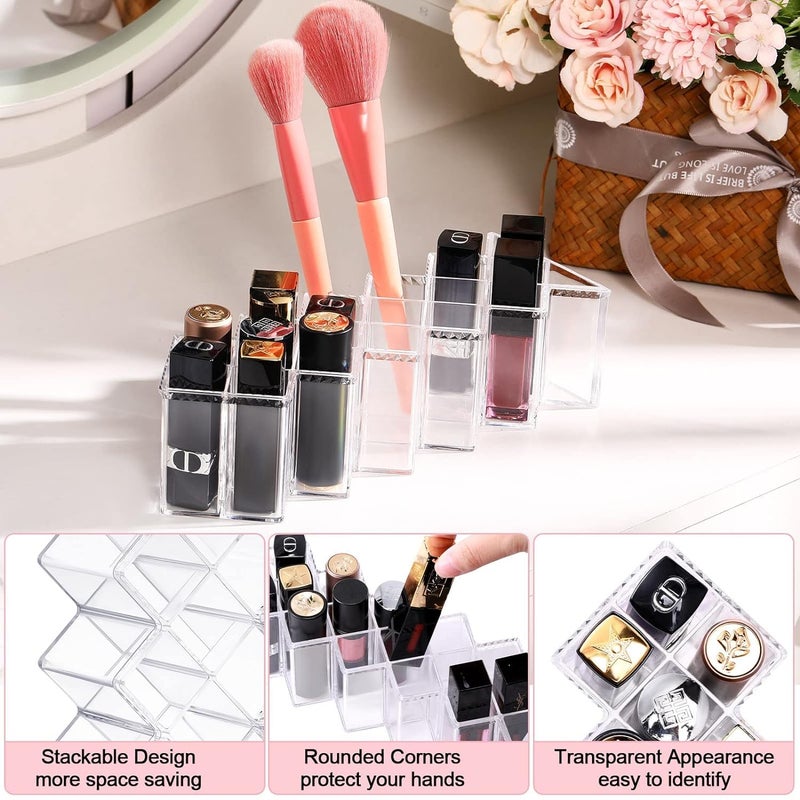 GREECHO GREECHO 16 Grid Lipstick Holder Clear Acrylic Lipgloss Organizer Compact Fish Shape Lip Balm Storage Box Compact Lipstick Storage Display Stand 1  - Image 2