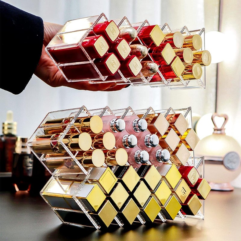 GREECHO GREECHO 16 Grid Lipstick Holder Clear Acrylic Lipgloss Organizer Compact Fish Shape Lip Balm Storage Box Compact Lipstick Storage Display Stand 1  - Image 3