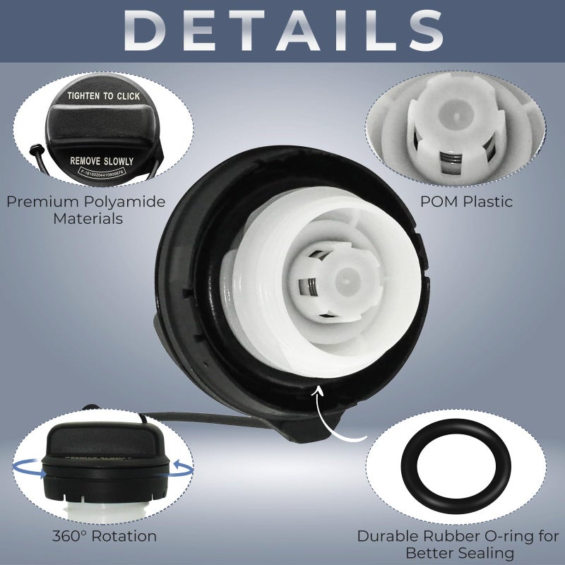 Manymiba Gas Cap, Fuel Cap for Honda, 2008-2017 Accord, 2006-2015 Civic, 2007-2016 CR-V, 2009-2015 Pilot, 2011-2017 Odyssey, 2009-2020 Fit, HR-V, Insight, 2005-2020 Acura MDX RDX ILX TL TSX, 17670-T3W-A01 - Image 3