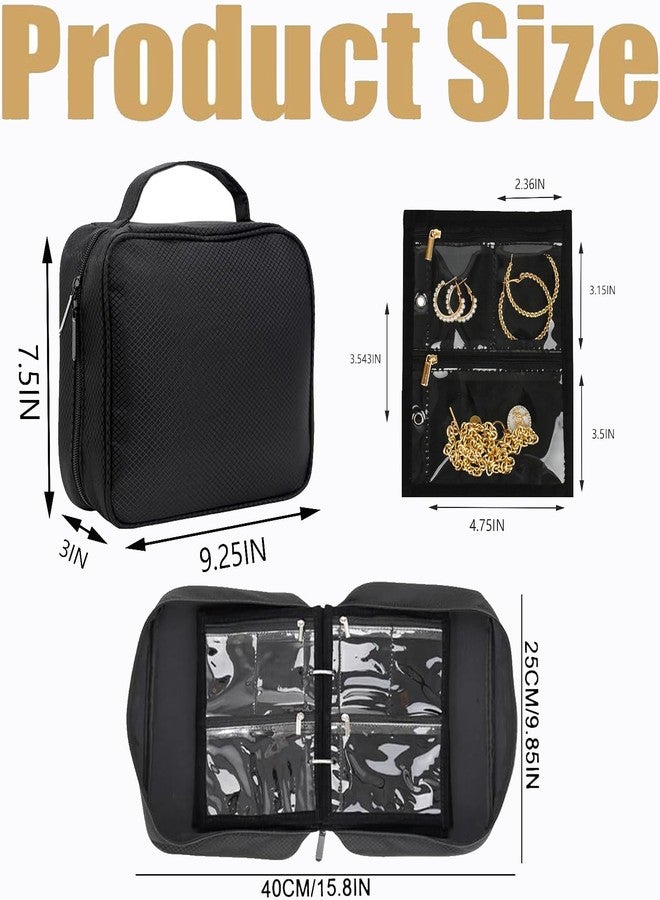 GSXRB Waterproof Anti-Tarnish Jewelry Organizer for Travel - Large Capacity Foldable Jewelry Box with 36 Compartments, Portable Earring Necklace Ring Organizer (Black) - Image 2